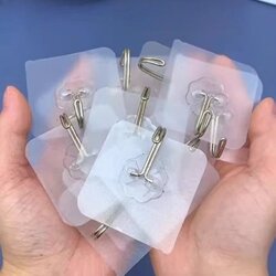 Strong Adhesive Wall Hooks for Kitchen, Bathroom, Dormitory, Transparent, Traceless, Heavy-Duty, No-Drill, Household Use
