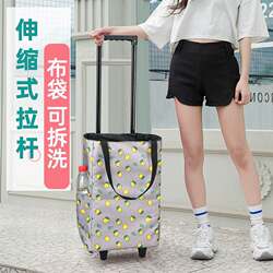 Portable shopping cart, vegetable basket, hand-pulled cart, foldable shopping bag with wheels, lightweight push cart