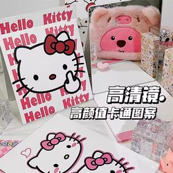 Cute Kt Cat Foldable Makeup Mirror for Bedroom, Student Dormitory, Portable Tabletop Handheld Vanity Mirror, Large Size