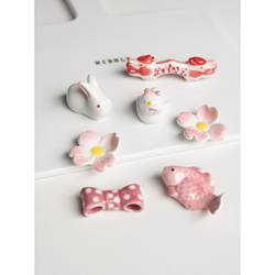 Small Terrace All Pink & Chinese Dragon Hand-Painted Chopstick Rest Zakka Ceramic Holder Underglaze Color Chopstick Rest