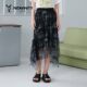 PATAVINITY summer hem asymmetric printed mesh skirt women's clothing 8F3231018
