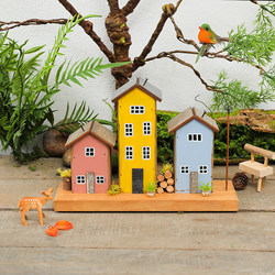 European Town Small Wooden House Desktop Small Ornaments Home Store Street Scene Environmental Creation Decorative Creative Accessories