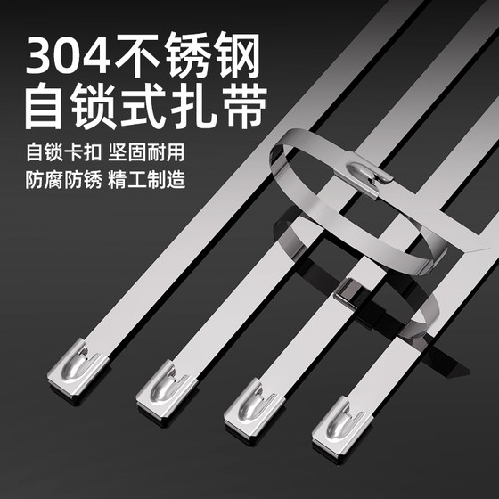 304 stainless steel tie 4.6mm metal tie with outdoor wire bridge boat ship with taith corrosion -resistant self -lock tightening
