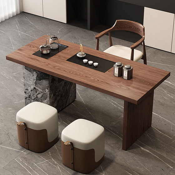 
Song Dynasty aesthetic balcony tea table and chair combination living room household small coffee table 2026 new high-end office solid wood tea table