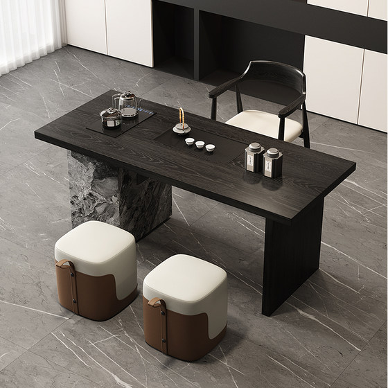
Italian light luxury minimalist black simple balcony tea table living room home office tea table 2026 new high-end modern