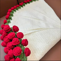 Rose Bouquet Blanket DIY Material Kit Milk Cotton Yarn Ball Hand-Knitted Blanket Creative Gift for Best Friend