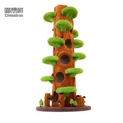 Large Cat Tree with Climbing Platform, Integrated Solid Wood Cat Shelf, Villa-Style Cat House, Does Not Take up Space, Tree Hole Design