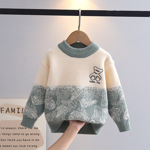 Boys sweater children's pullover top 2025 autumn and winter new bear sweater baby boy bottom sweater