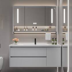 (Factory Direct Sales) Modern Light Luxury Smart Bathroom Cabinet Set with Washbasin and Sink