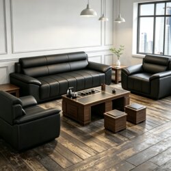 Boss's Office Sofa Rest Area Reception Coffee Table Combination Set Business Simple Leather Art Living Room Sofa