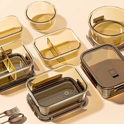 Korean Imported Glass Lunch Box, Microwaveable, Special Lunch Bowl with Lid, Divided Lunch Box, Fresh-Keeping Box