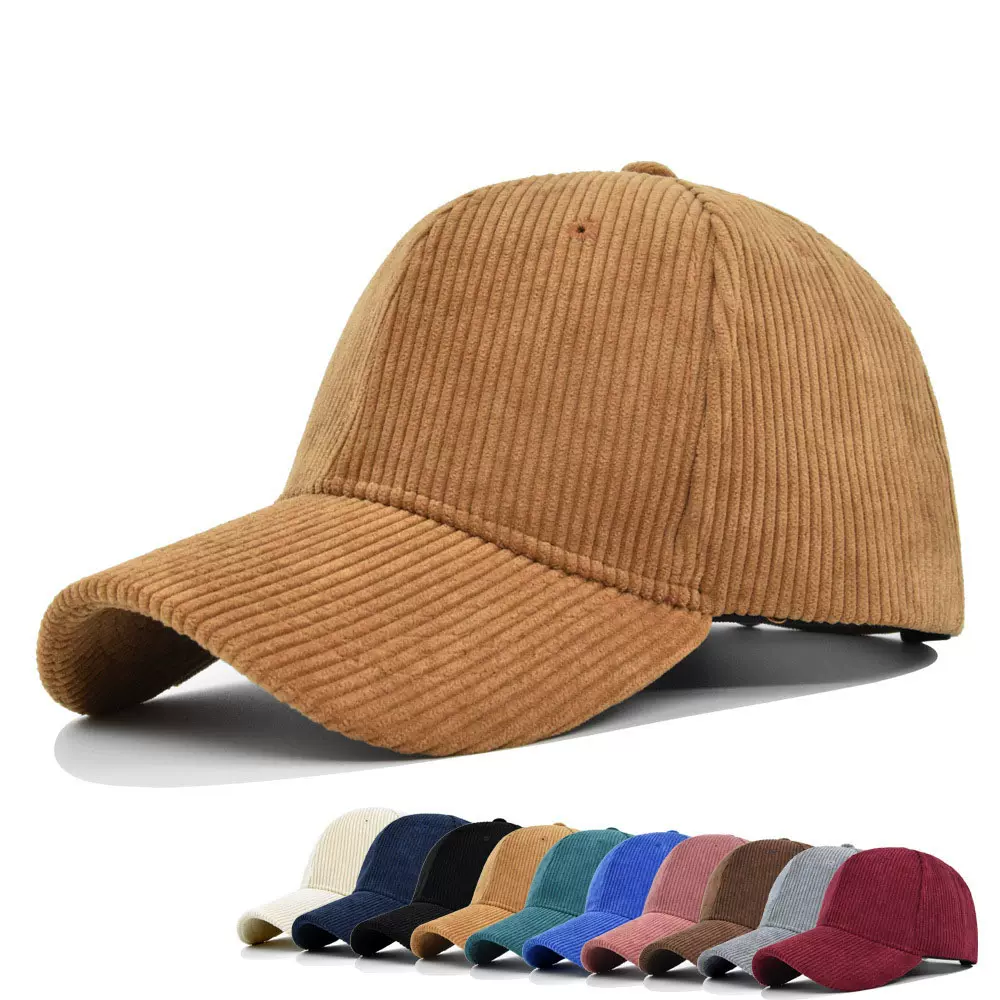 Autumn Winter Solid Corduroy Baseball Caps Unisex Vintage Ba-Taobao