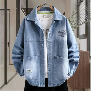 
Trendy denim jacket men's spring and autumn loose lapel jacket teenagers student casual top trendy brand