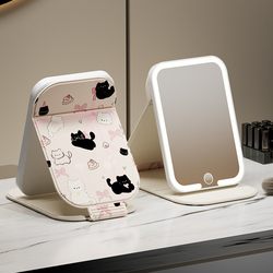 Portable, Foldable, Smart, High-Definition Makeup Mirror with Led Light, Suitable for Student Dormitory Desktop Use, ins Styles