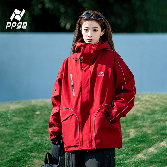 Ppge 反射防水ジャケット - 春/秋 ハイキング＆アウトドア