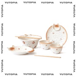 Yuxuan Siamese Cat Series Tableware Set for Home Use, Cute Rice Bowl, Plate, Soup Bowl Combination, Housewarming Gift, Wedding Gift