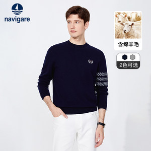 
Navigare Italian small sailing warm wool sweater men's spring new round neck sweater pullover sweater