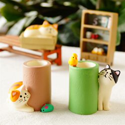 Zakka Japanese-Style Cat Resin Mouse Bird Pen Holder Cute and Adorable Healing Ornament Gift for Classmates and Girlfriends