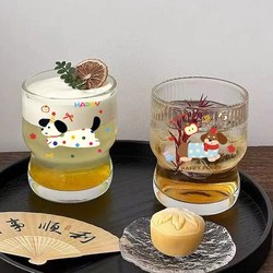 Ins Glass Cup for Women, Light Luxury, High Aesthetic Value, Large Capacity Straw Cup, Household Coffee Cup, Beverage Cup, Juice Cup