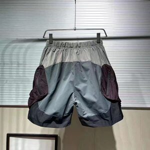 
Workwear style color-blocked shorts for men, summer quick-drying three-quarter pants, trendy loose functional style outdoor sports straight pants