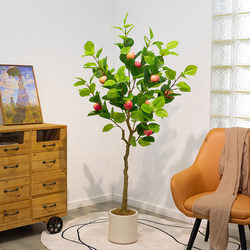 Simulated Green Plant Apple Tree Indoor Living Room High-End Light Luxury Floor-Standing Potted Decorative Ornaments Bionic Plant Artificial Flower Tree