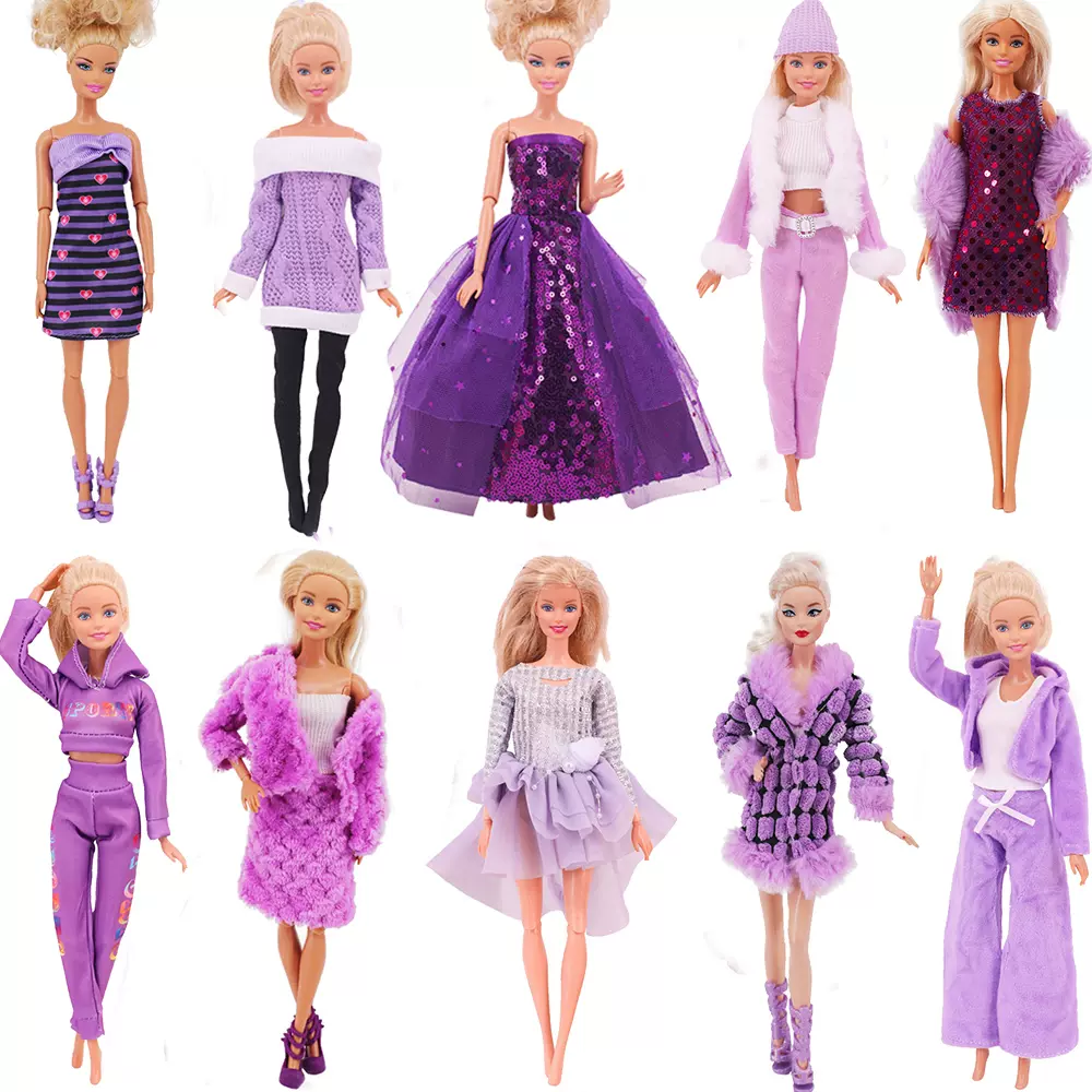 30Cm Purple Barbies Doll Clothes Fashion Coat Pants Dress Taobao