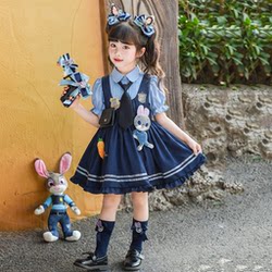Girl Judy Hopps Police Officer Summer Lolita Dress Zootopia Nick the Fox Cosplay Costume