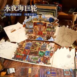 Mr. Paper's Original Creative Scenery Stickers, Flip-Foldable Scenes, 2.5D Miniature Grid Room Stacking Materials, Collage Art