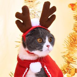 Speedy internet celebrity pet cat hat cute birthday Christmas clothes accessories headband X neck cat rabbit ears