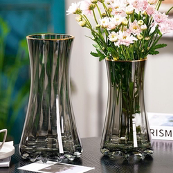 [Limited Time Sale] Light Luxury Large-Diameter Transparent Glass Vase for Hydroponic Roses, Lilies, Fresh Flowers, and Dried Flower Decorations