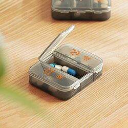 Portable Pill Box, Three Meals a Day, Divided into Portions for Medicines, Portable, Sealed, Small Pill Dispenser, Seven-Day-A-Week Medication Reminder Box
