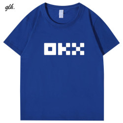 Virtual Currency Okx Pattern Printed Pure Cotton Loose Creative Personalized Short-Sleeved T-Shirt Summer Half-Sleeved Clothing
