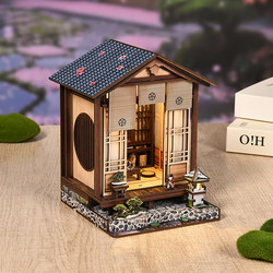 Japanese-Style Moss Lamp and Garden DIY Cabin 3D Puzzle Handmade Wooden Bookend Architectural Model Ornament Gift