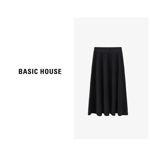 BasicHouse/Baijiahao black midlength skirt in autumn, versatile high — free download