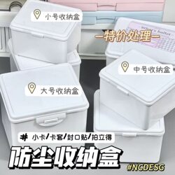 Flip-Top Minimalist Style Storage Box, Pure White, for Card Collection, Journaling Materials, Sealing Stickers, Dust-Proof Desktop Stationery Organizer