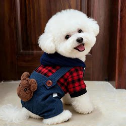 Dog Clothes Autumn and Winter New Style Teddy Bichon Pomeranian Cat Pet Four-Legged Overalls Small Puppy Cotton Clothing