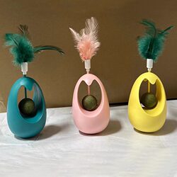 Cat Toy Self-Entertainment Stick with Feathers, Mint Ball, and Wobbling Feature, Pet Supplies for Cats, Boredom Buster
