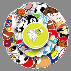 50 Mixed Sports Graffiti Cross-Border Sports Stickers Featuring Football, Volleyball, and Other Sports, Waterproof Stickers for Decorating Luggage Cases