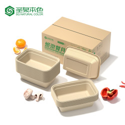 Shengquan Natural Pulp Disposable Rectangular American-Style Single/Double Compartment Takeaway Box, Biodegradable and Thickened Salad Box