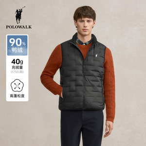 
POLOWALK Men's Down Vest 2025 Winter New Gentleman Simple 90 Duck Down Stand Collar Warm Vest for Men
