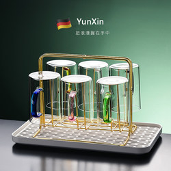 German Quality Six-Color Transparent Glass Cup with Handle for Living Room, Heat-Resistant Tea Cup, Hospitality Set