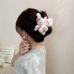 Cartoon Plush Stellalou Hair Clip with a High-End Feel, 2025 Trendy Large Hair Claw for the Back of the Head, Cute Shark Clip