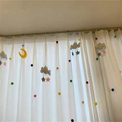 Curtain Decoration Accessories, Cute Plush Pom-Poms, Pin-Style, Children's Room Curtain Head, Window Screen Embellishments