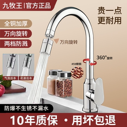 Jiumuwang Kitchen All-Copper Faucet, Hot and Cold, for Home Use, Sink Faucet, Stainless Steel Faucet, Two-In-One, Single Cold