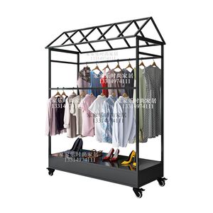 
European style iron art clothing display rack clothing furniture multi-functional night market stall cart shoe store shoe rack stall cart move