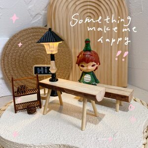 
DIY materials mini bench long table house real storage rack scene accessories hand-made materials miniature ornaments solid wood