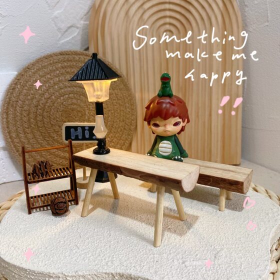 
DIY materials mini bench long table house real storage rack scene accessories hand-made materials miniature ornaments solid wood