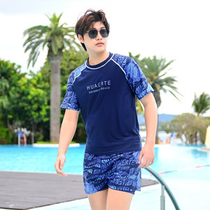
Men's split swimsuit suit, short-sleeved top with zipper, half-length pants, plus size, 200*0.5kg, men's hot spring