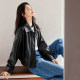 IC black retro leather jacket for women 2025 new autumn design high-end commuter street temperament top

