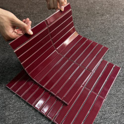 Retro Glossy Burgundy Mosaic Chopsticks Pattern Kitchen Bathroom Wall Tiles Catering Hotel Red Background Wall Tiles